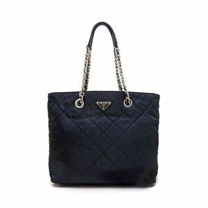 Prada Triangle Nylon Chain Shoulder Tote Bag Black